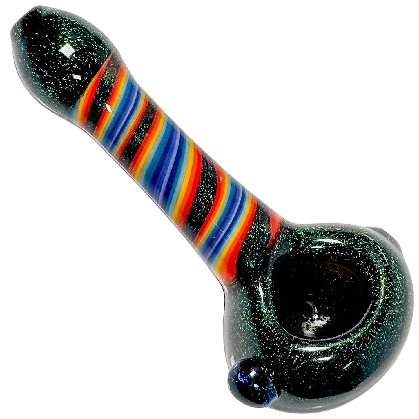 Crush Eye Candy Dichroic Glass Hand Pipe - Rainbow & Vibrant Colors, 4.5"