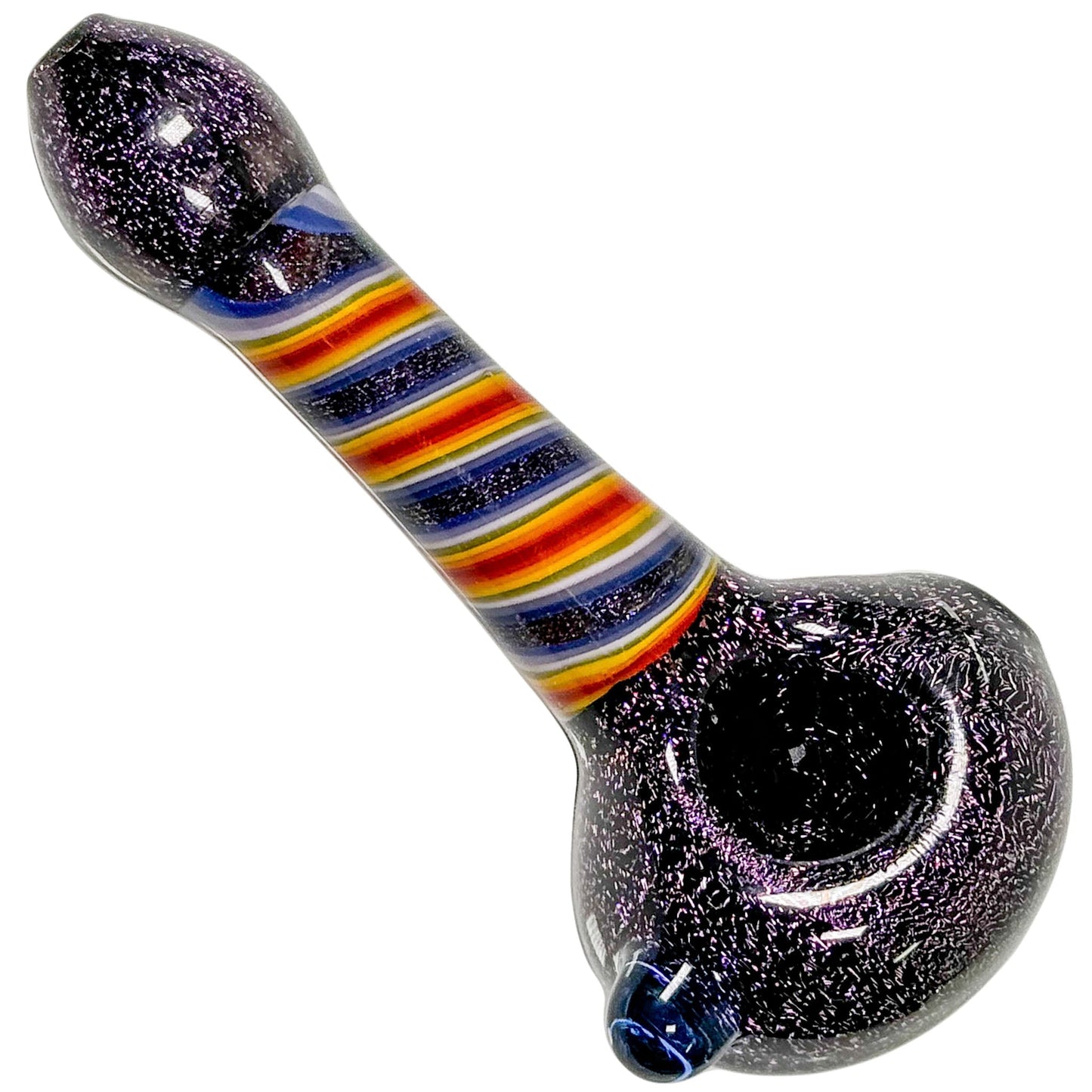 Crush Eye Candy Dichroic Glass Hand Pipe - Rainbow & Vibrant Colors, 4.5"