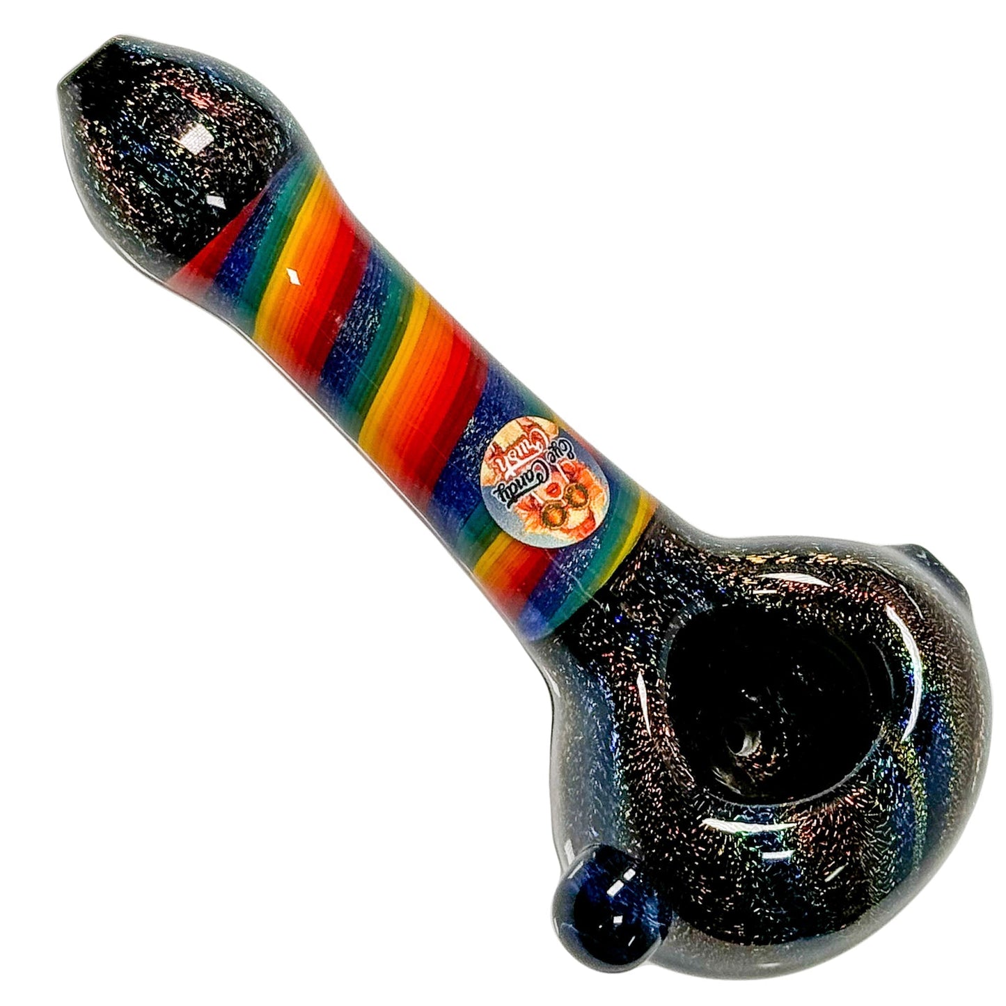 Crush Eye Candy Dichroic Glass Hand Pipe - Rainbow & Vibrant Colors, 4.5"
