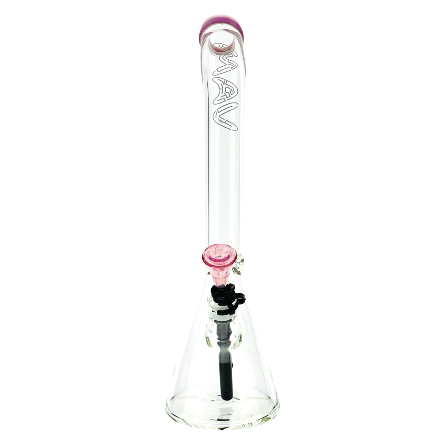 18" x 9MM Bent Neck Beaker Bong MAV Maze Accented