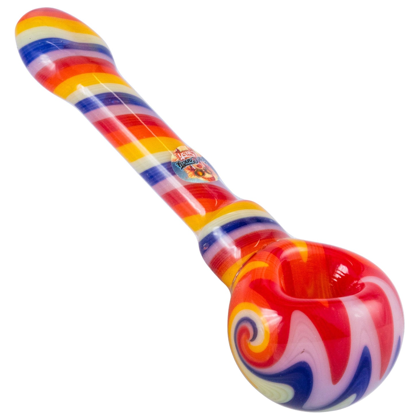 Crush Eye Candy Long Hand Pipe w/Flat Mouthpiece - Vibrant Colors & Carb