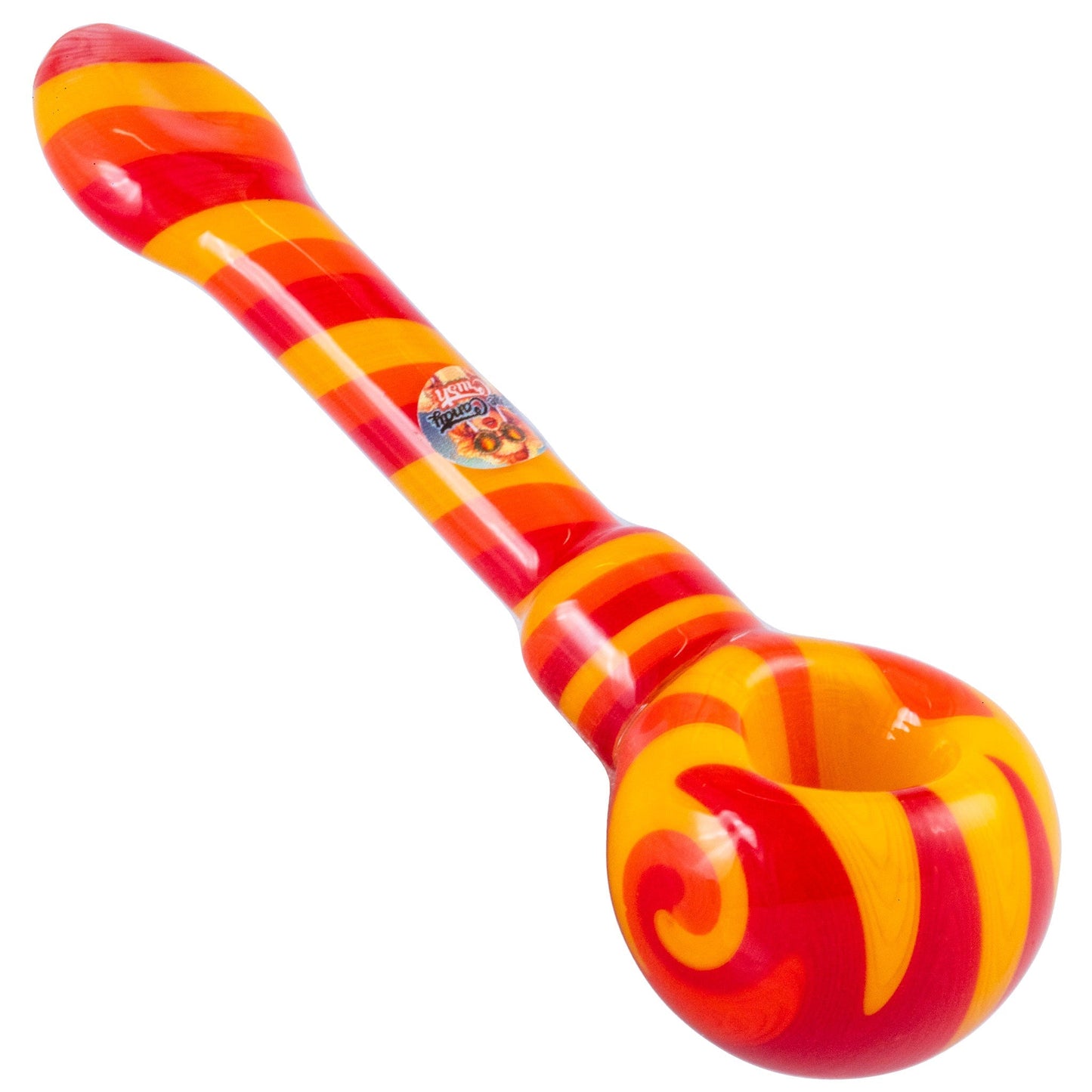 Crush Eye Candy Long Hand Pipe w/Flat Mouthpiece - Vibrant Colors & Carb