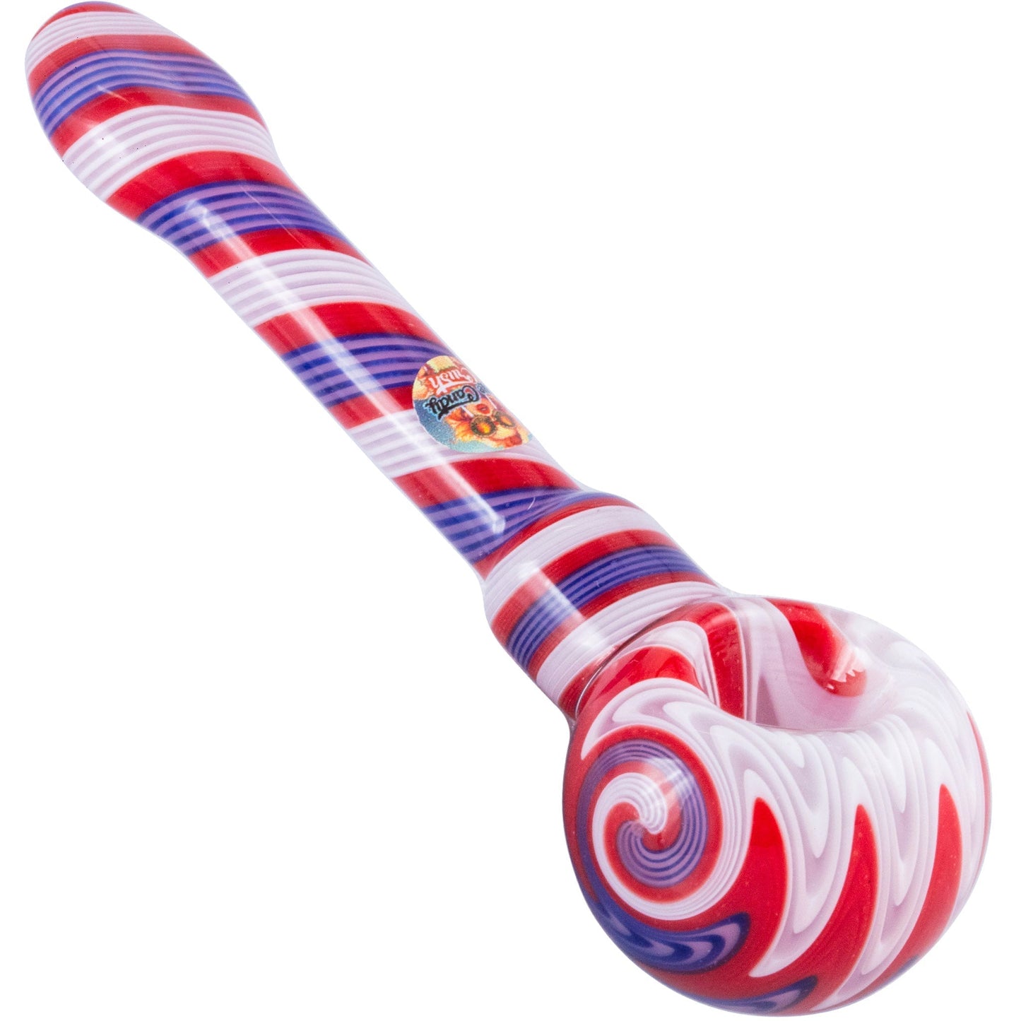 Crush Eye Candy Long Hand Pipe w/Flat Mouthpiece - Vibrant Colors & Carb