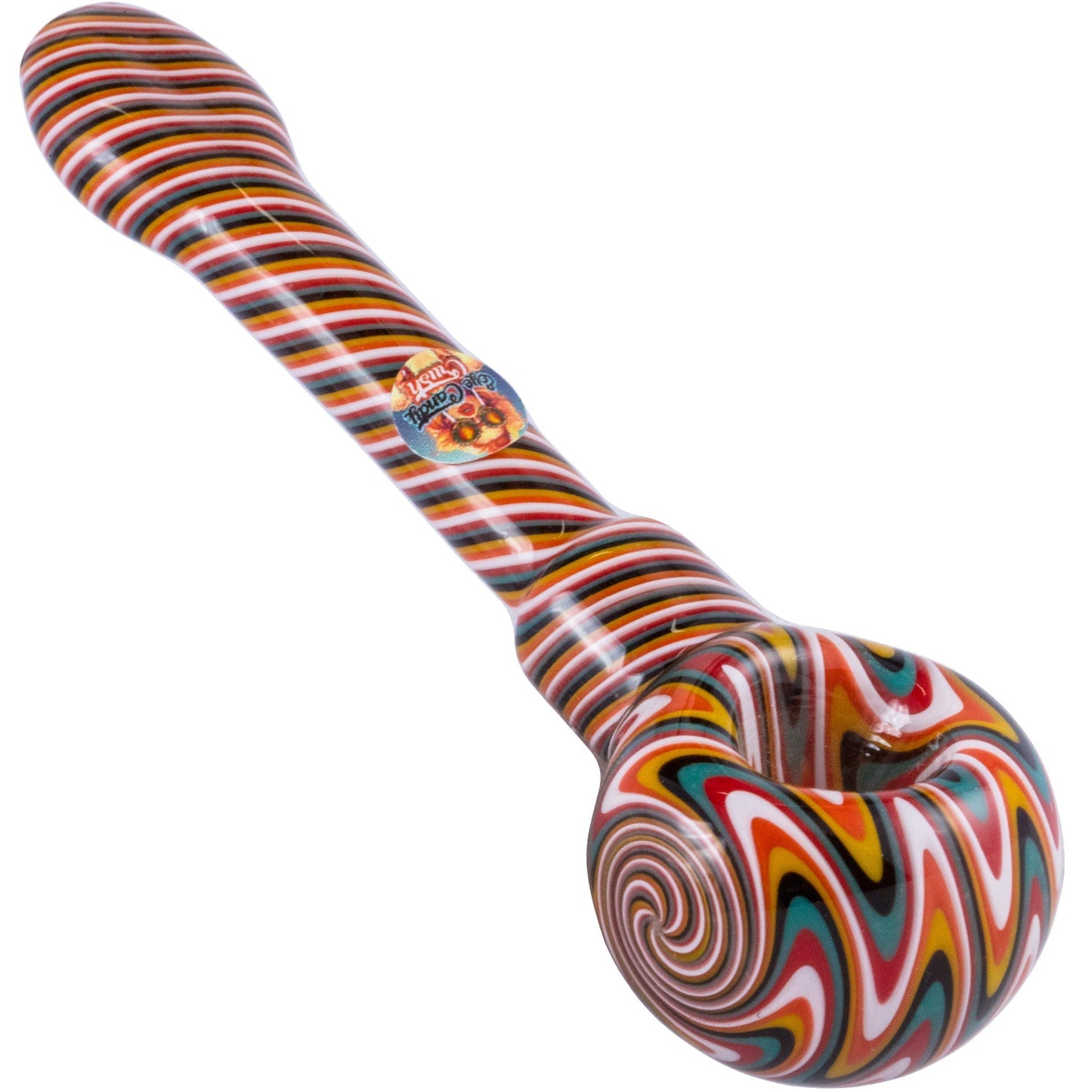 Crush Eye Candy Long Hand Pipe w/Flat Mouthpiece - Vibrant Colors & Carb