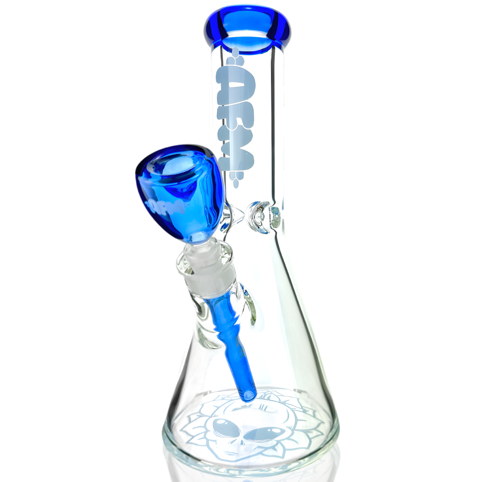 12" AFM Glass Chubbi Beaker Clear Colored Lip Beaker Bong Bundle