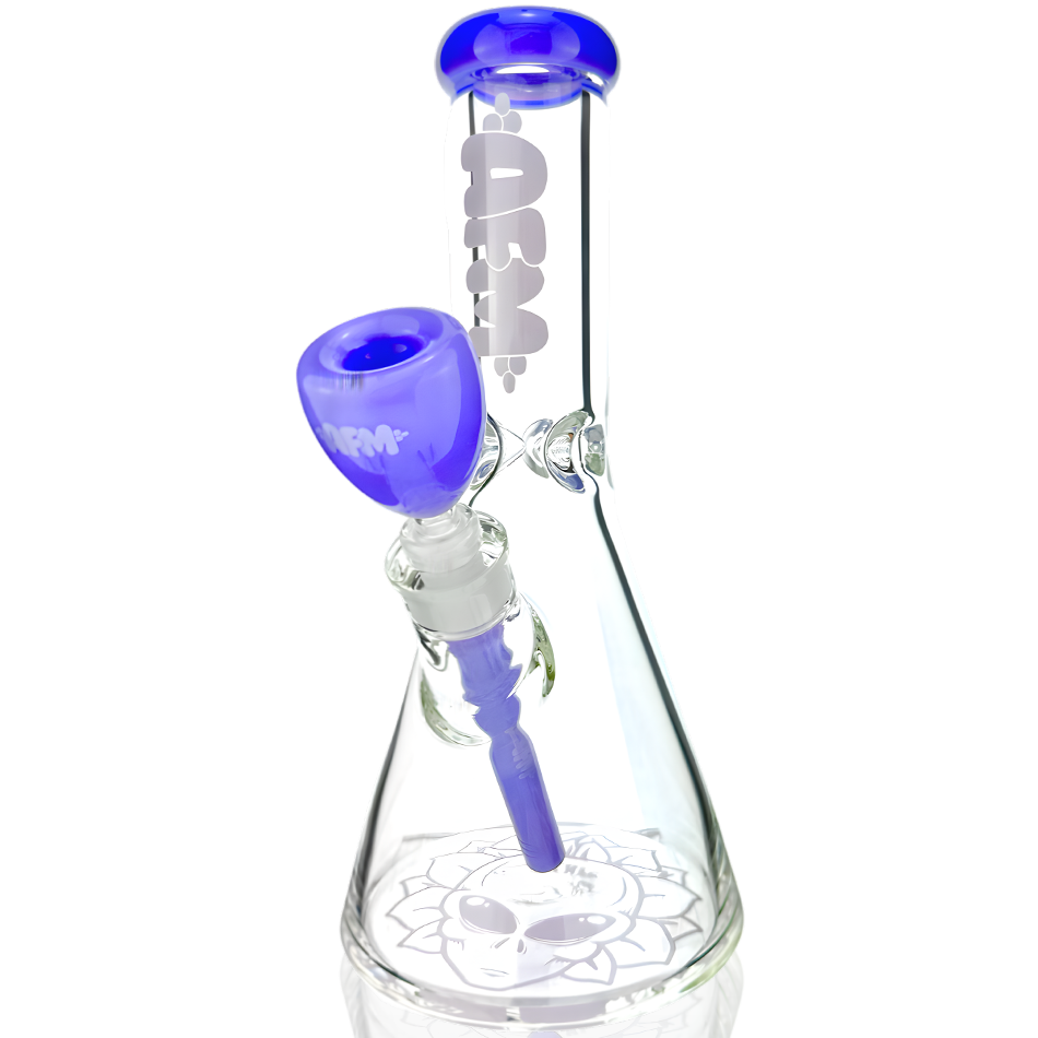 12" AFM Glass Chubbi Beaker Clear Colored Lip Beaker Bong Bundle