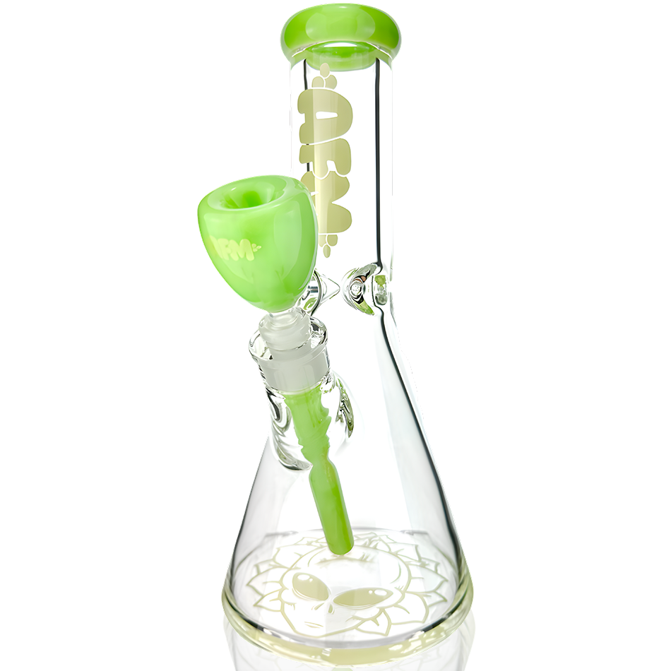 12" AFM Glass Chubbi Beaker Clear Colored Lip Beaker Bong Bundle