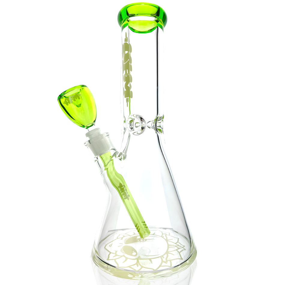 12" AFM Glass Chubbi Beaker Clear Colored Lip Beaker Bong Bundle