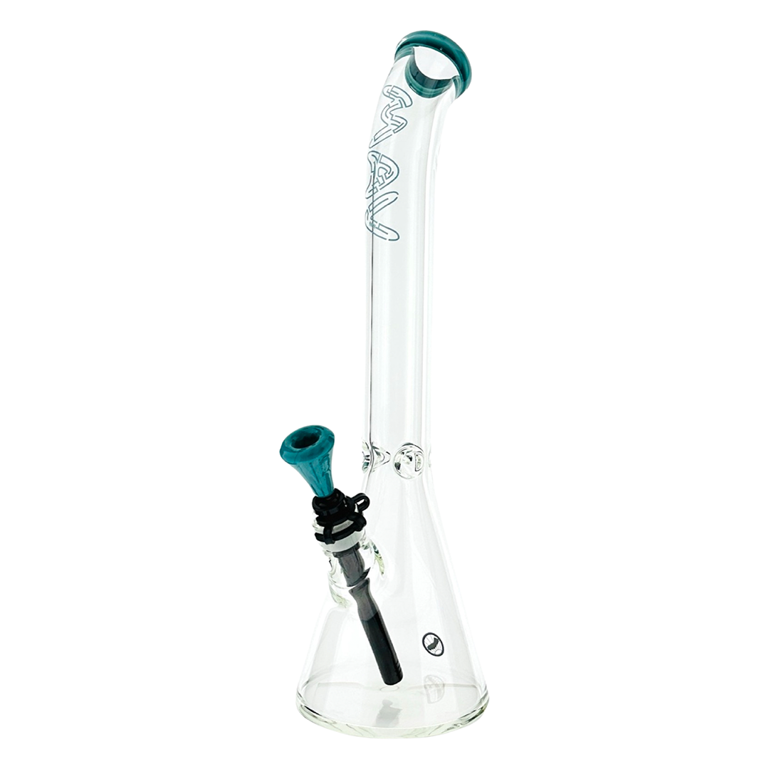 18" x 9MM Bent Neck Beaker Bong MAV Maze Accented