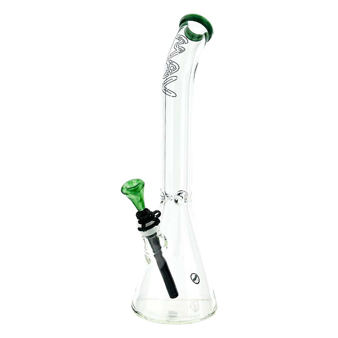 18" x 9MM Bent Neck Beaker Bong MAV Maze Accented