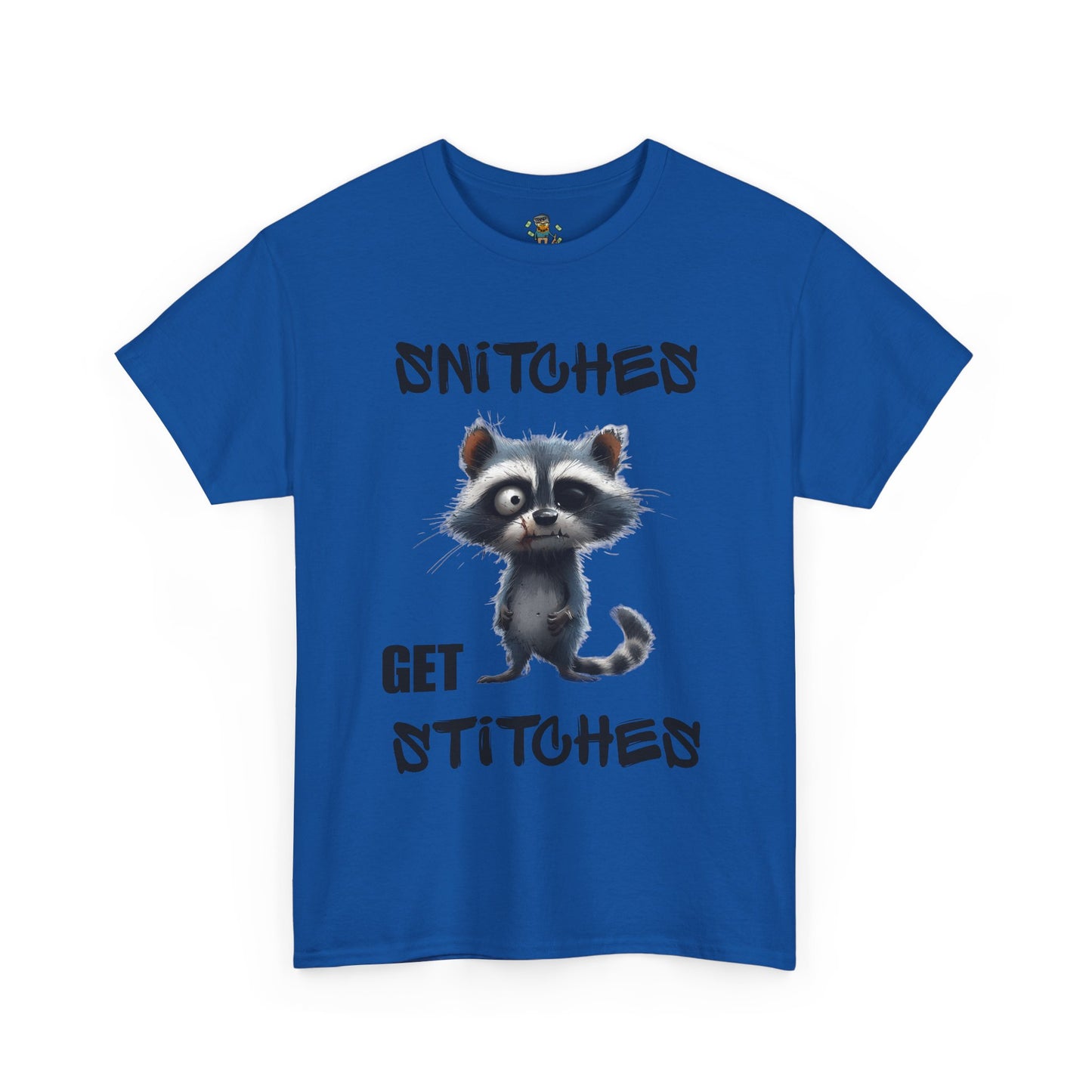 Raccoon “Snitches Get Stitches” Graphic Tee