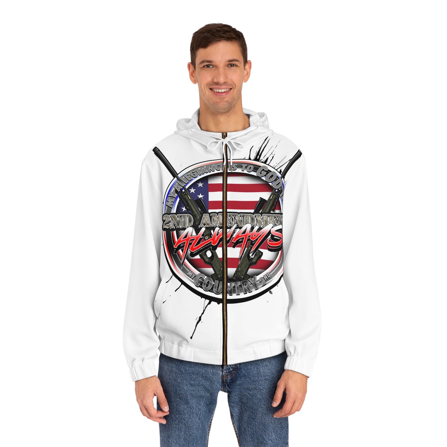 Men's Full-Zip Hoodie (AOP) my allegiance to god 1st my country 2nd