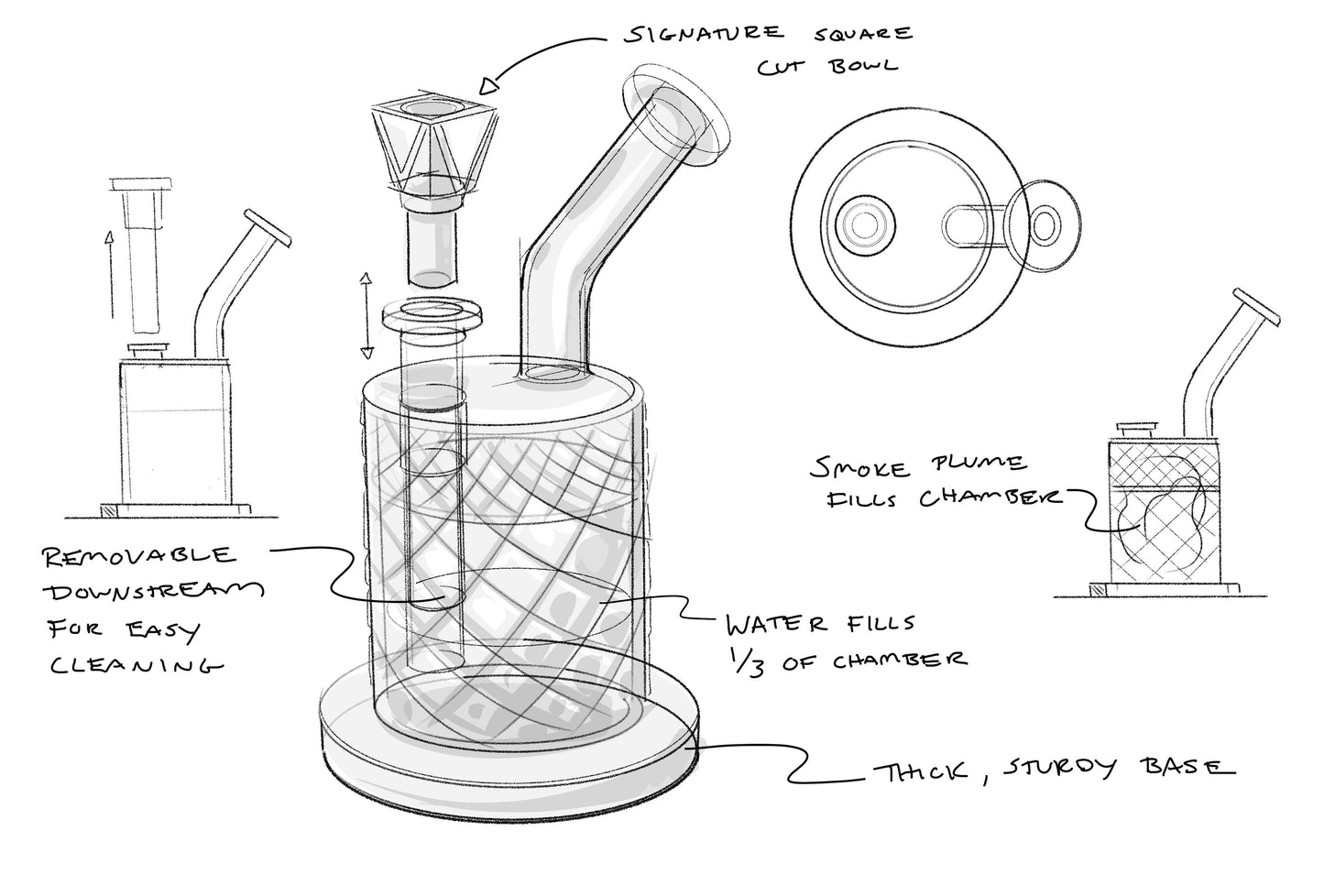 Twenties Collection Water Pipe | Clear