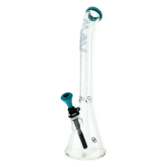 18" x 9MM  Bent Neck Beaker Bong MAV Maze Accented